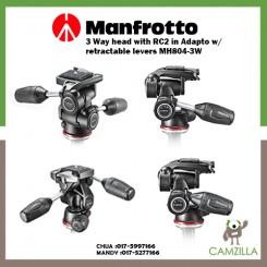 Manfrotto 3 Way head with RC2 in Adapto w/ retractable levers MH804-3W